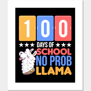 100 Days Of School 100th Day Llama Posters and Art